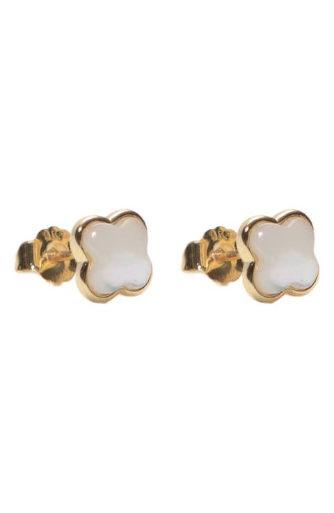 Mother-of-Pearl Clover Stud Earrings