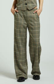 Brixton Ludlow High Waist Plaid Wide Leg Pants