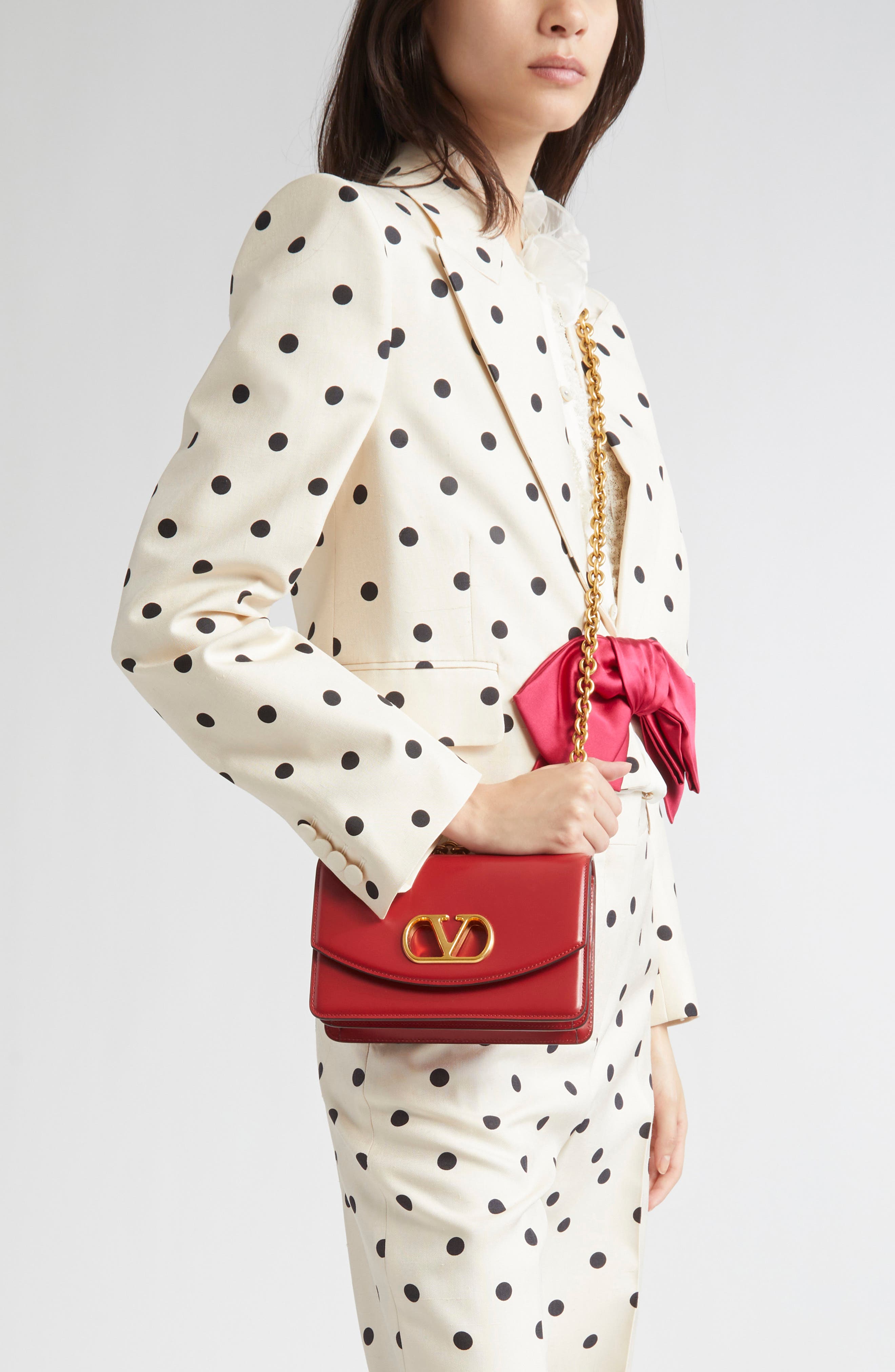 Valentino Garavani Small DeVain VLOGO Signature Leather Shoulder Bag, Alternate, color, 