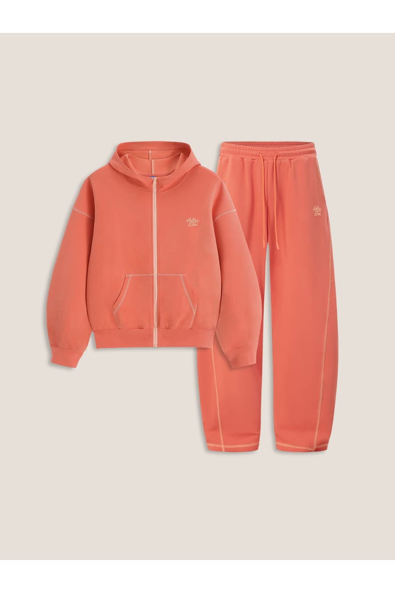 Cloud Boxy Hoodie Sets, Alternate, color, Coral Orange