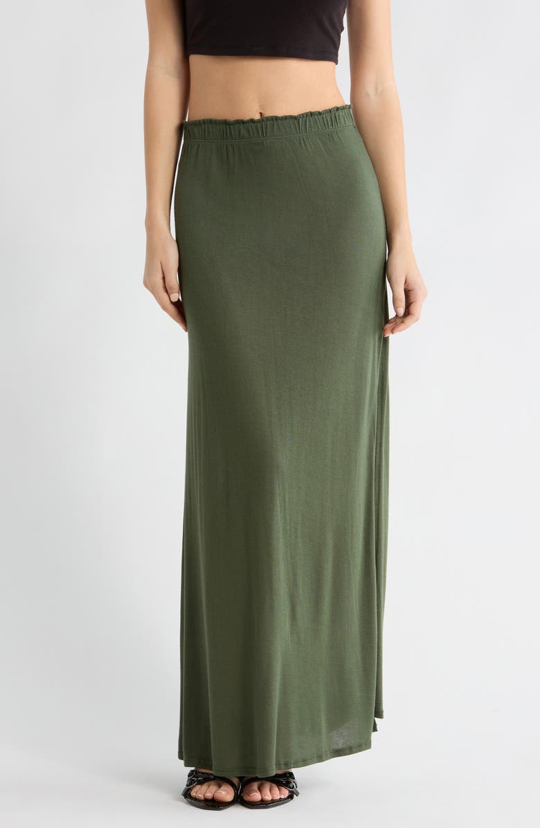 GO COUTURE Ruffle Slit Maxi Skirt, Main, color, Aventurine
