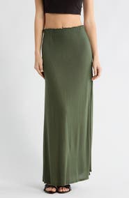GO COUTURE Ruffle Slit Maxi Skirt