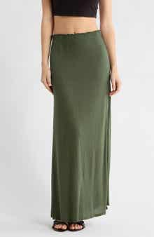 GO COUTURE Ruffle Slit Maxi Skirt