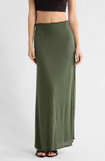 GO COUTURE Ruffle Slit Maxi Skirt