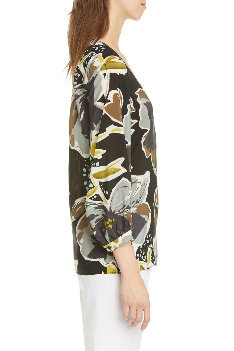 Arnette Floral Silk Blouse, Alternate, color, BLACK MULTI