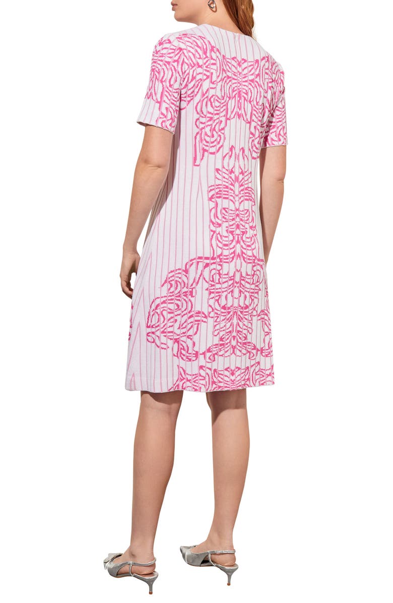 Ming Wang Jacquard Rib Dress, Alternate, color, White/ Carmine Rose