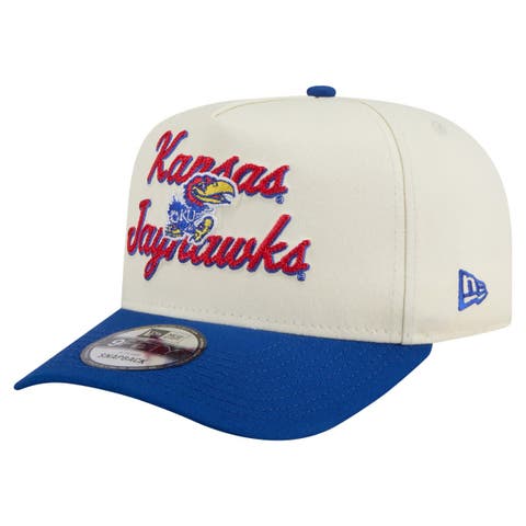 Men's New Era Cream/Royal Kansas Jayhawks Vintage Chainstitch 9FIFTY A-Frame Snapback Hat