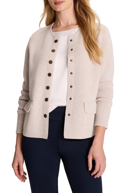 Collarless Knit Jacket