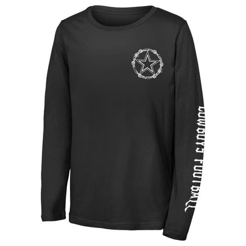 Outerstuff Youth  Black Dallas Cowboys Rumble Long Sleeve T-shirt In Black