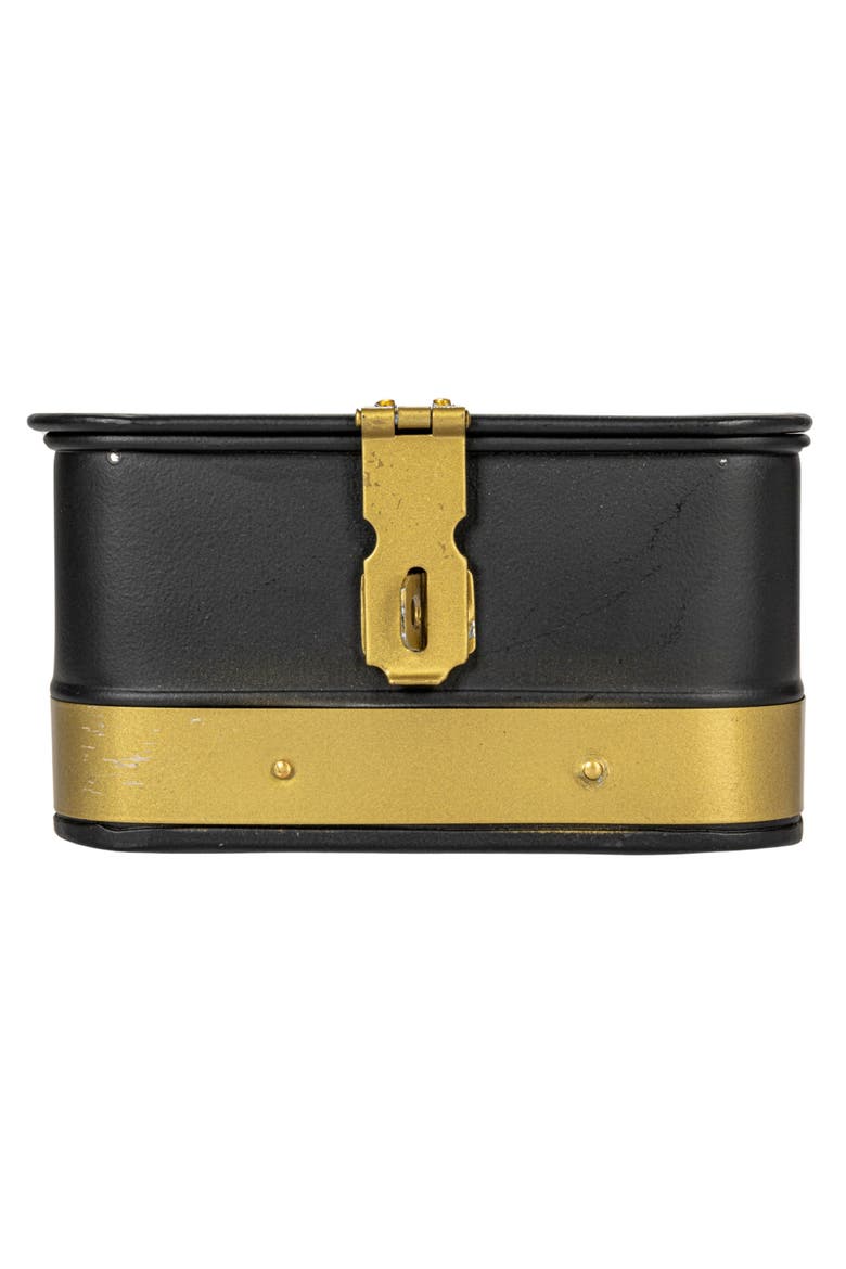 Decorative Metal Boxes with Lid, Black with Gold Band, Set of 3, Alternate, color, Black