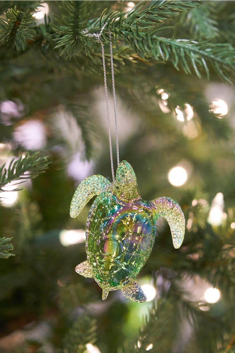 Sea Turtle Christmas Xmas Ornament, Alternate, color, Green