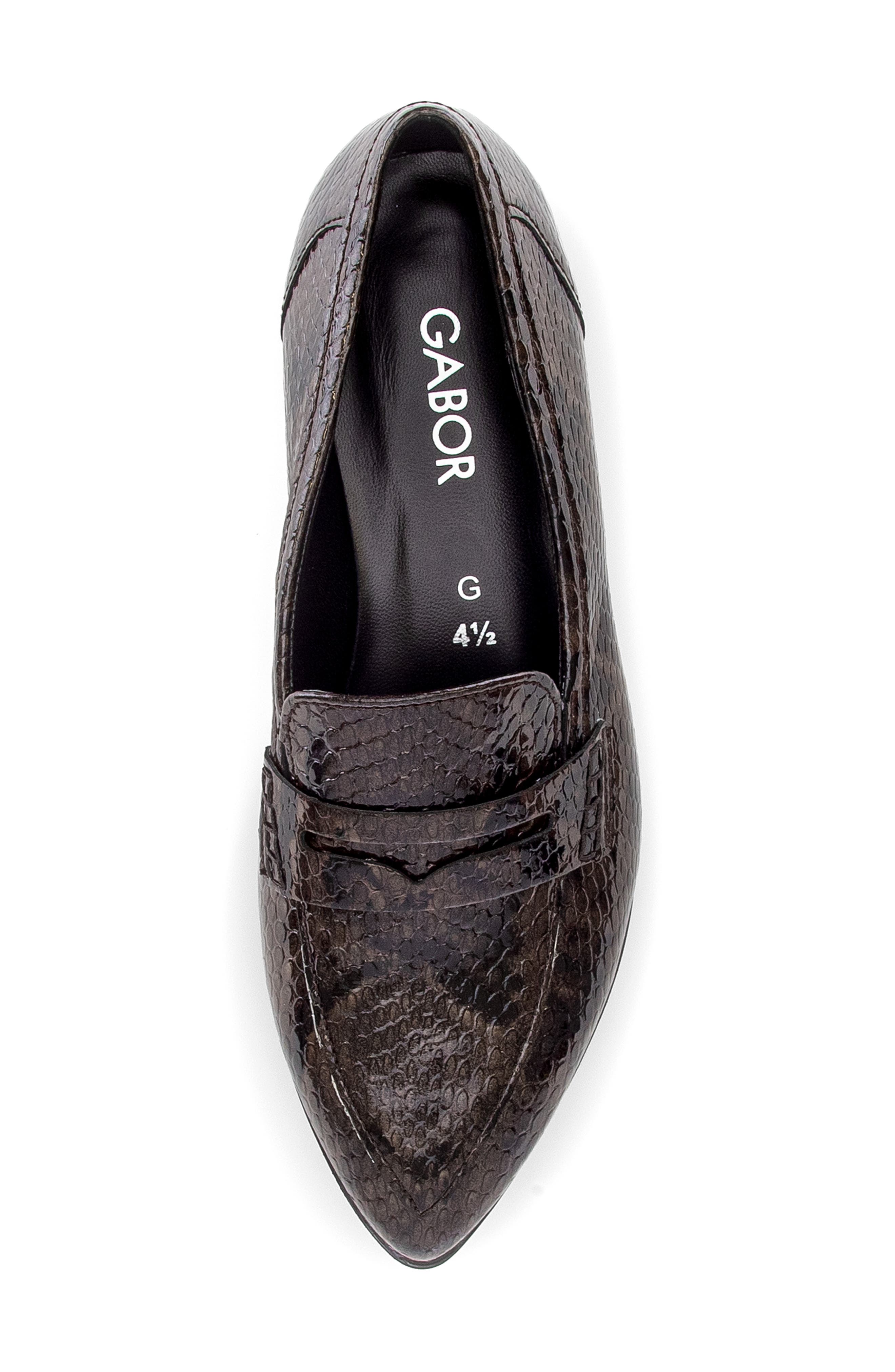 Rosalie Croc Embossed Leather Loafer, Alternate, color, MOCCA