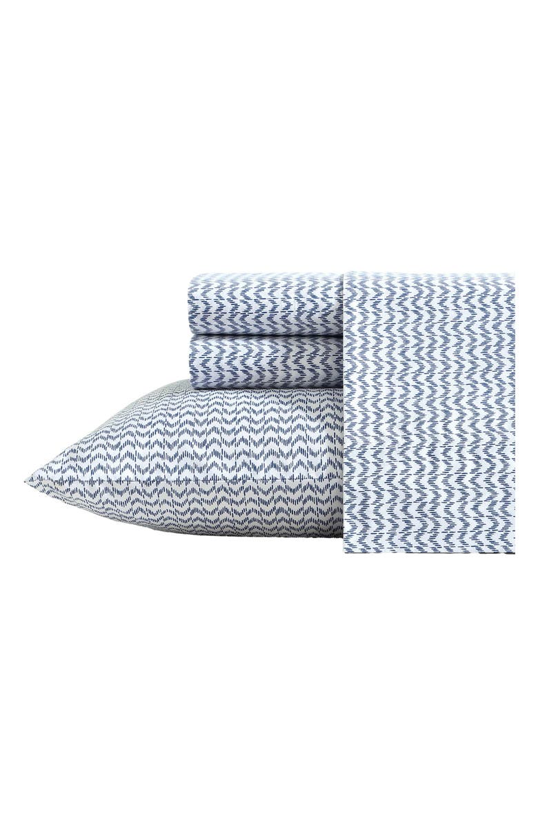 Nautica Ikat Wave 200 Thread Count Cotton Percale Sheet Set, Main, color, Blue