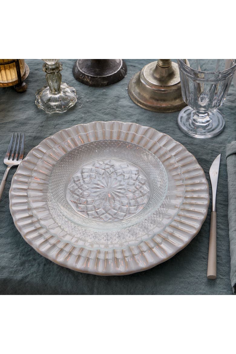 Cristal Set/6 glass appetizer plates, Alternate, color, Clear