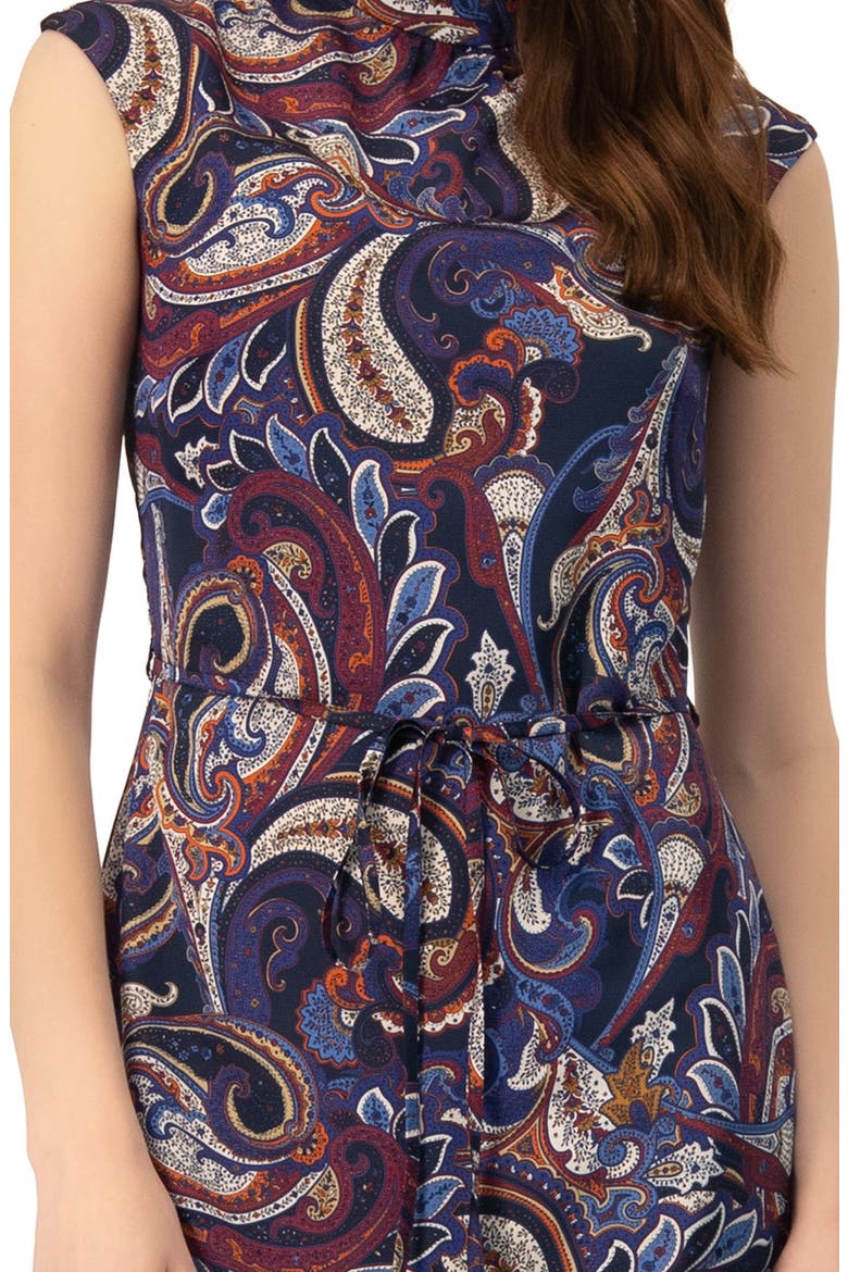 Short Off-Shoulder Paisley Print Dress, Alternate, color, Multi-Brown