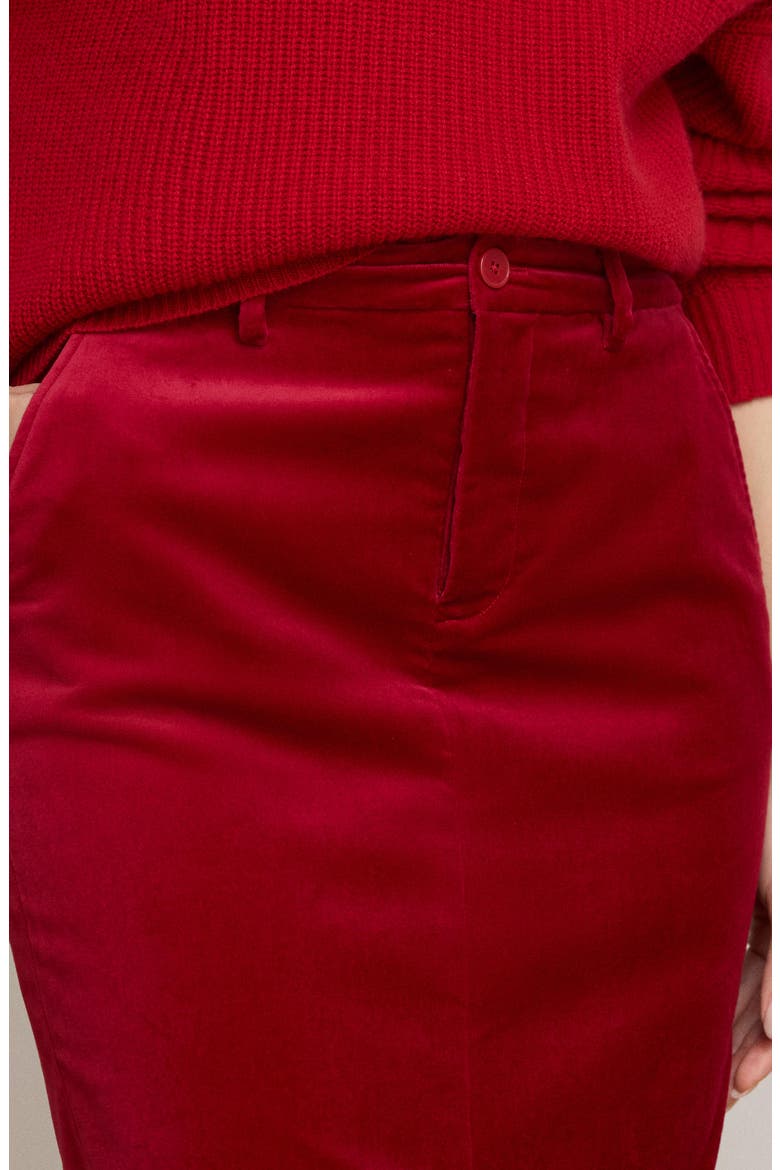 Stretch Velvet Pencil Skirt, Alternate, color, RED VELVET