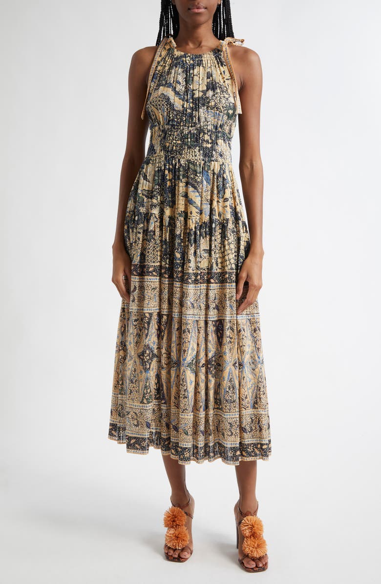 Ulla Johnson Essie Smocked Waist Sleeveless Maxi Dress, Main, color, 
