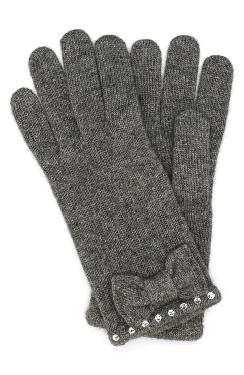 Crystal Bow Knit Gloves