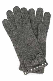 Crystal Bow Knit Gloves