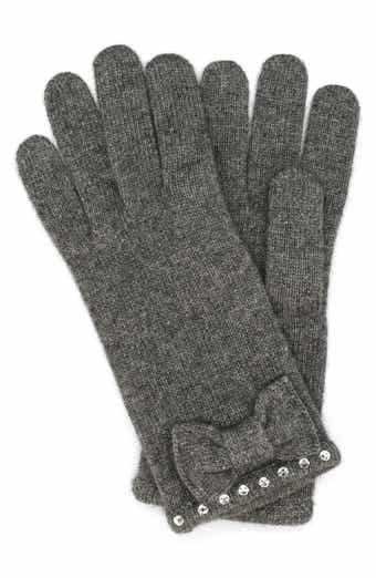 Crystal Bow Knit Gloves