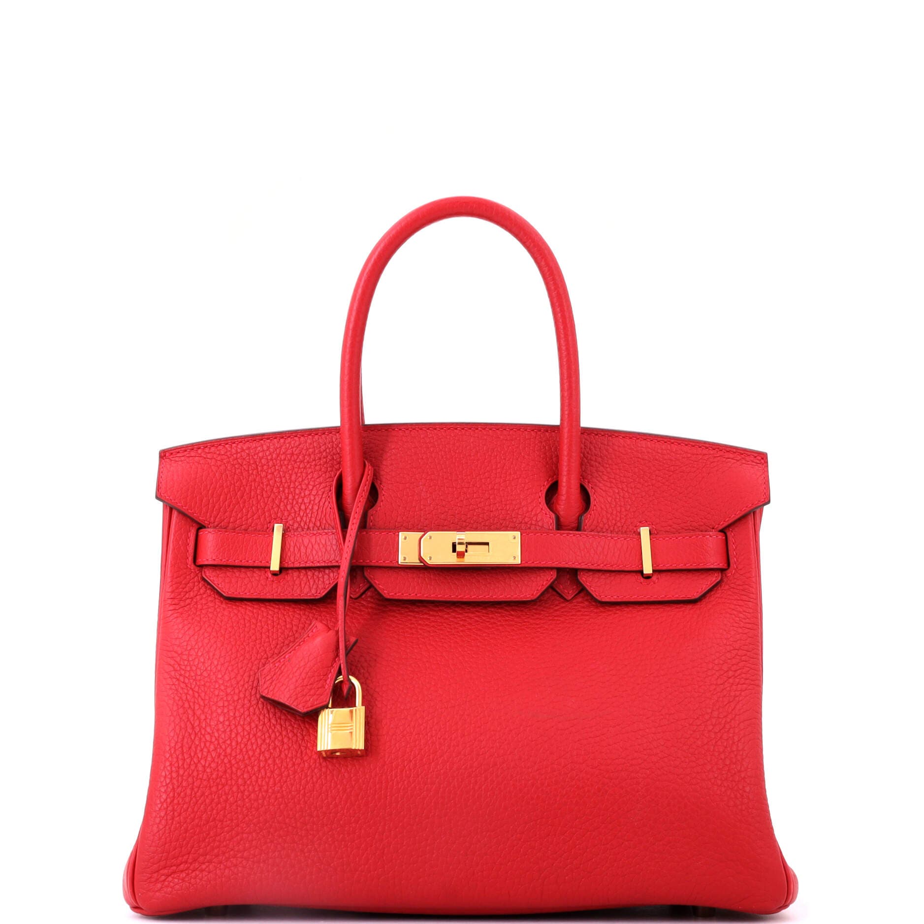 Birkin Handbag Red Clemence with Gold Hardware 30, Main, color, Red