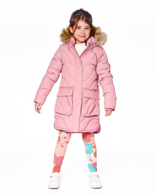 Deux Par Deux Long Wavy Quilt Puffy Winter Coat In Pink