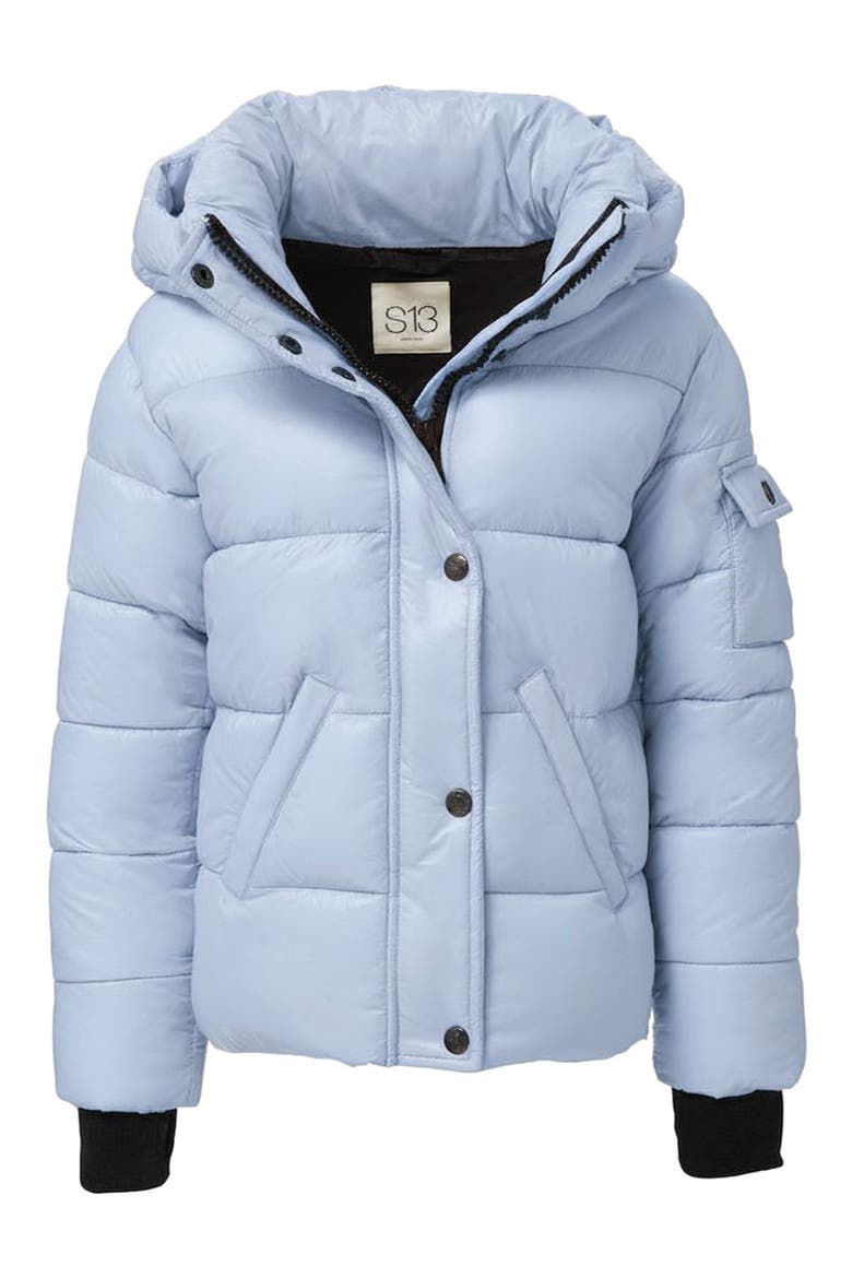 Kids' Ella Glossy Hooded Puffer Jacket, Main, color, LIGHT BLUE
