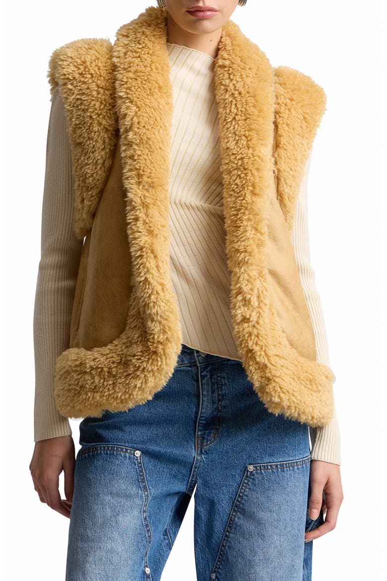 Faux Shearling Vest, Main, color, TOFFEE