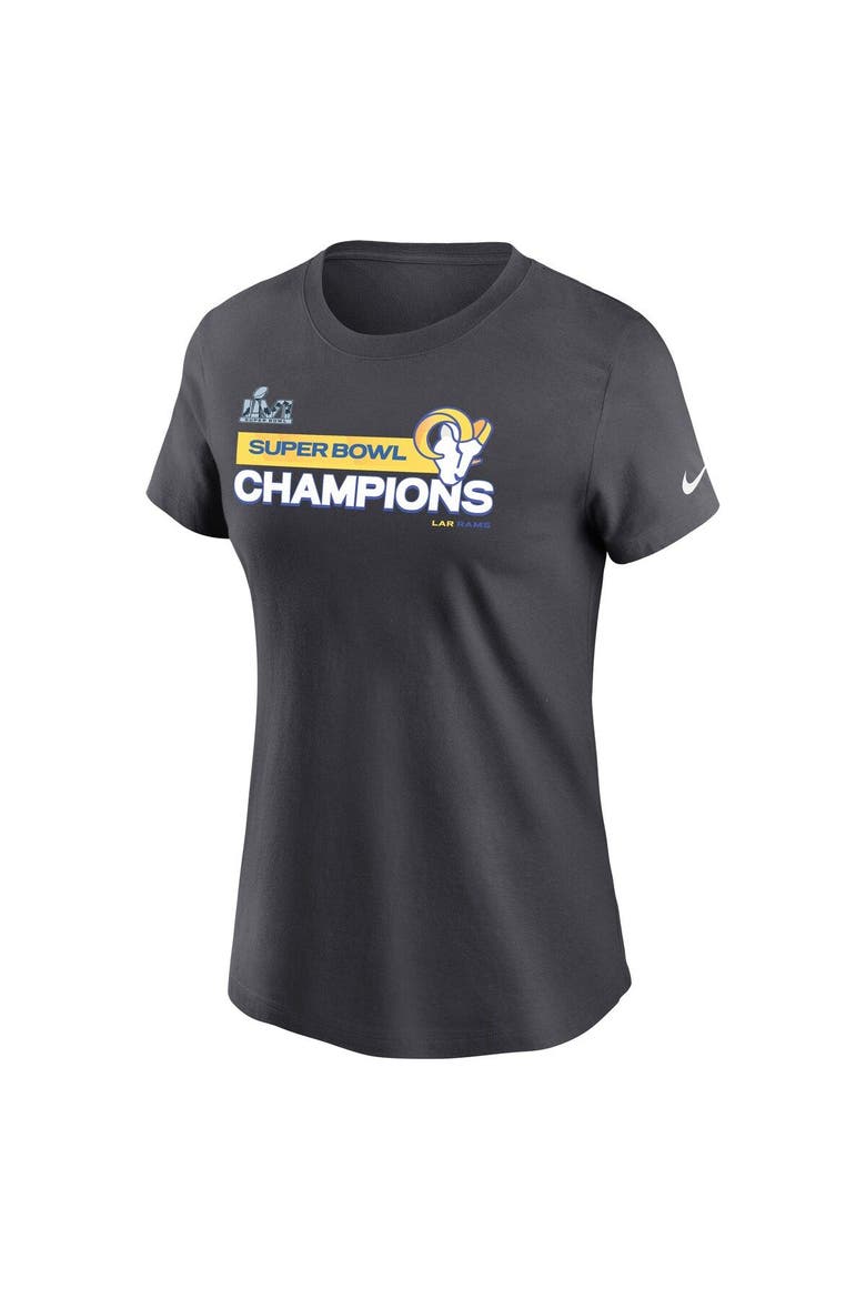 Women's Nike Anthracite Los Angeles Rams Super Bowl LVI Champions T-Shirt, Alternate, color, Anthracite