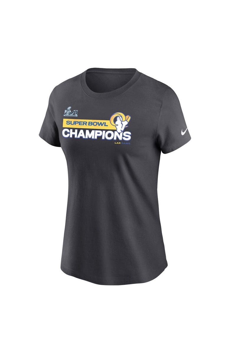 Nike Women's Nike Anthracite Los Angeles Rams Super Bowl LVI Champions T-Shirt, Alternate, color, 