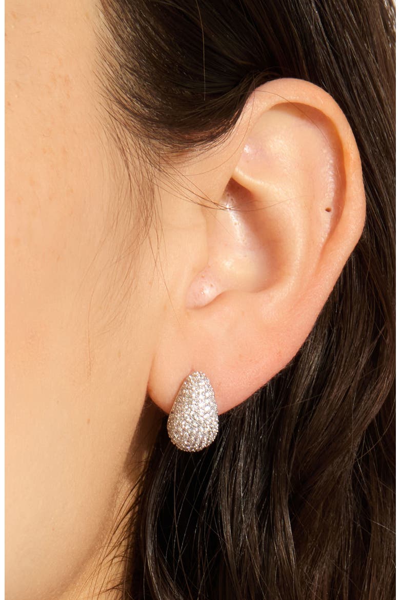 Pavé Teardrop Earrings, Alternate, color, SILVER