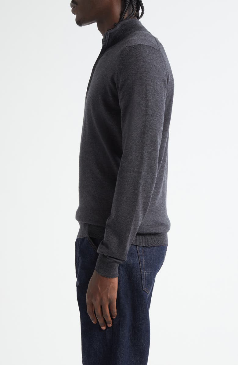 John Smedley 'Tapton' Quarter Zip Merino Wool Sweater, Alternate, color, Charcoal