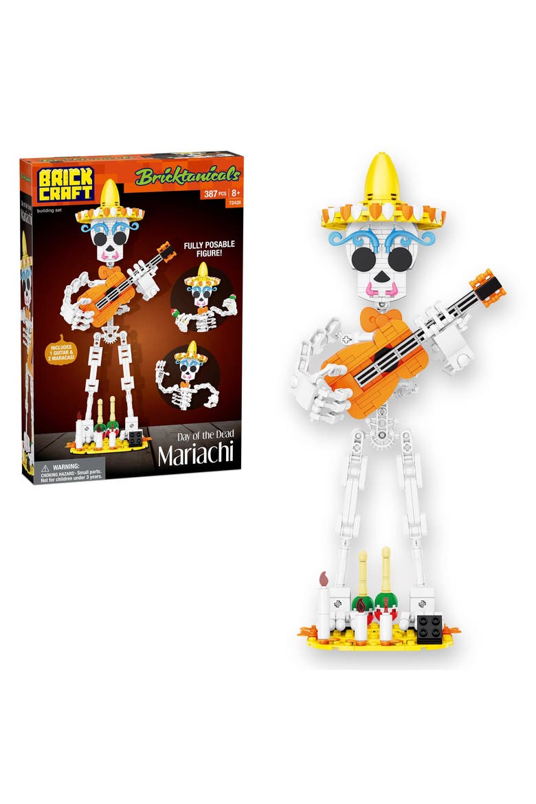 Fall Harvest Day of the Dead Mariachi Building Set, Main, color, Brown