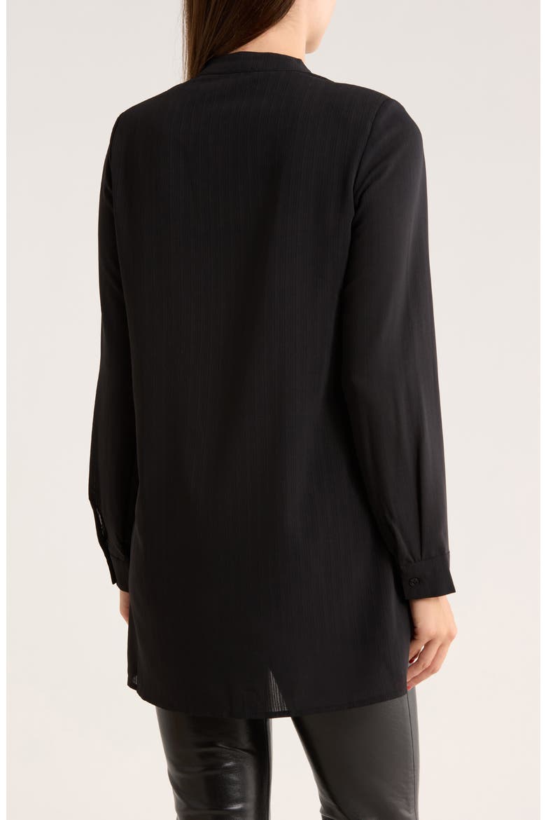 Mandarin Collar Button-Up Shirt, Alternate, color, BLACK