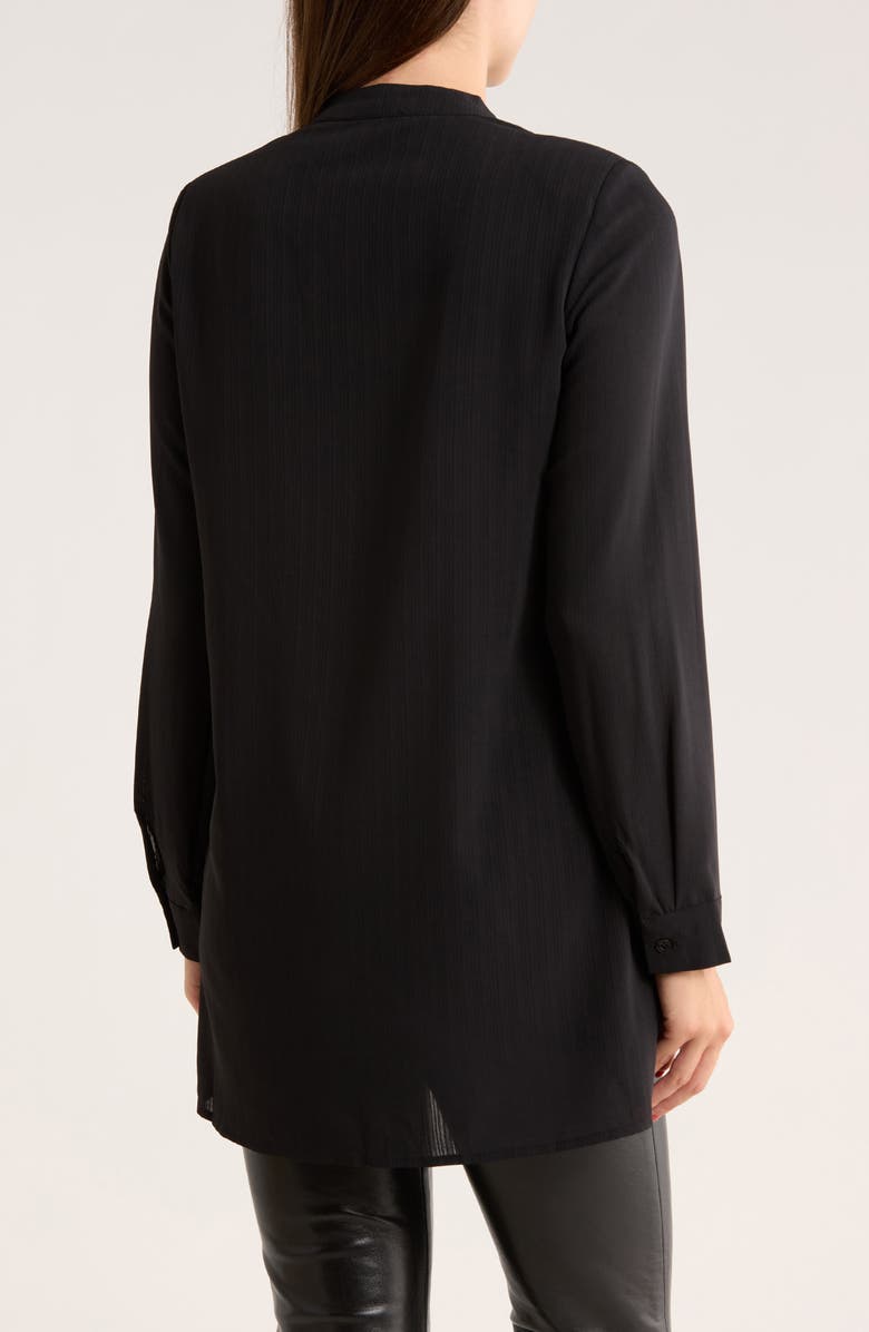 PATRIZIA LUCA Mandarin Collar Button-Up Shirt, Alternate, color, Black