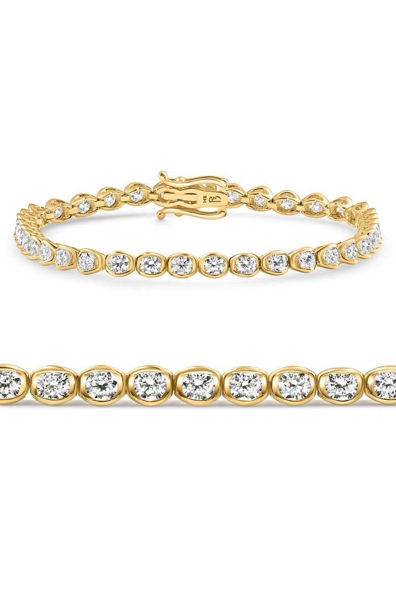 5Ct Diamond Half Bezel Tennis Bracelet 14k or Gold 7" Lab Grown, Main, color, 14k Yellow Gold