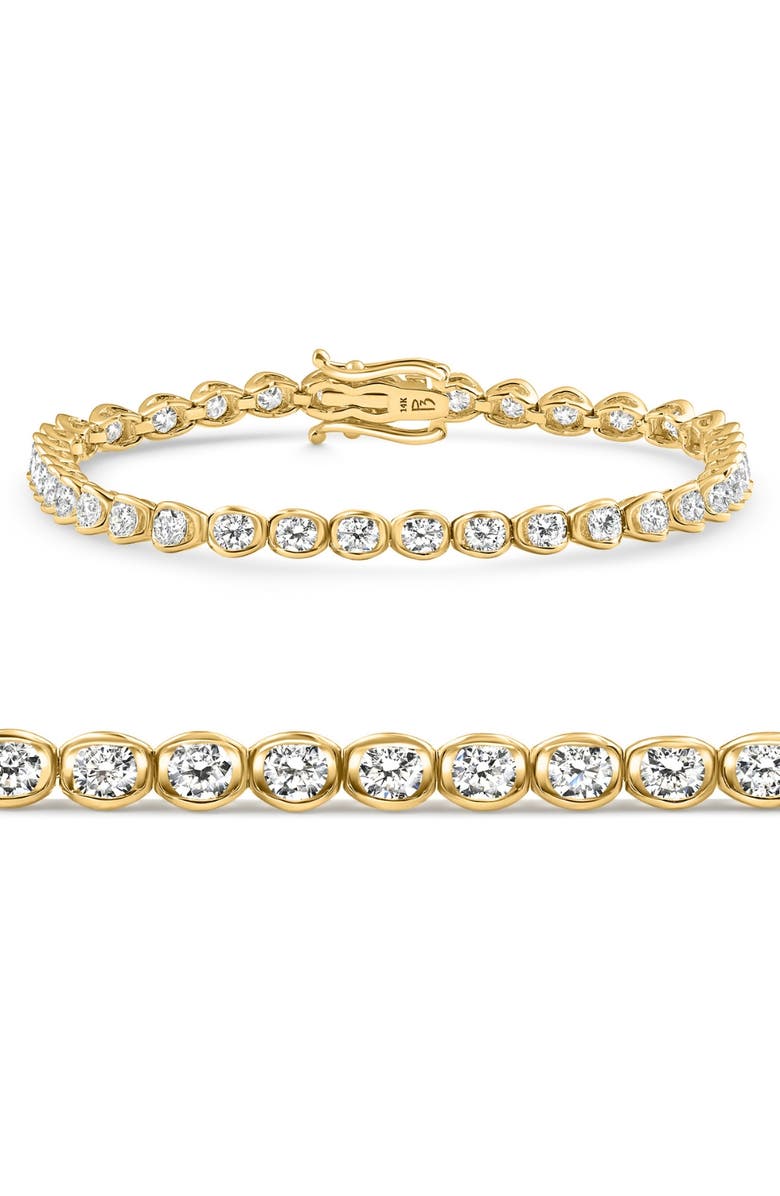 Bliss Diamond 5Ct Diamond Half Bezel Tennis Bracelet 14k or Gold 7" Lab Grown, Main, color, 14K Yellow Gold