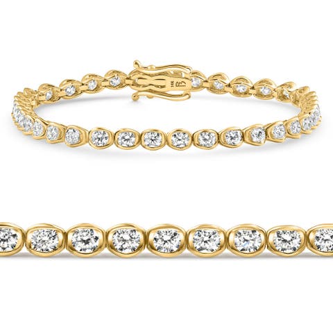 5Ct Diamond Half Bezel Tennis Bracelet 14k or Gold 7" Lab Grown