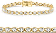 Bliss Diamond 5Ct Diamond Half Bezel Tennis Bracelet 14k or Gold 7" Lab Grown