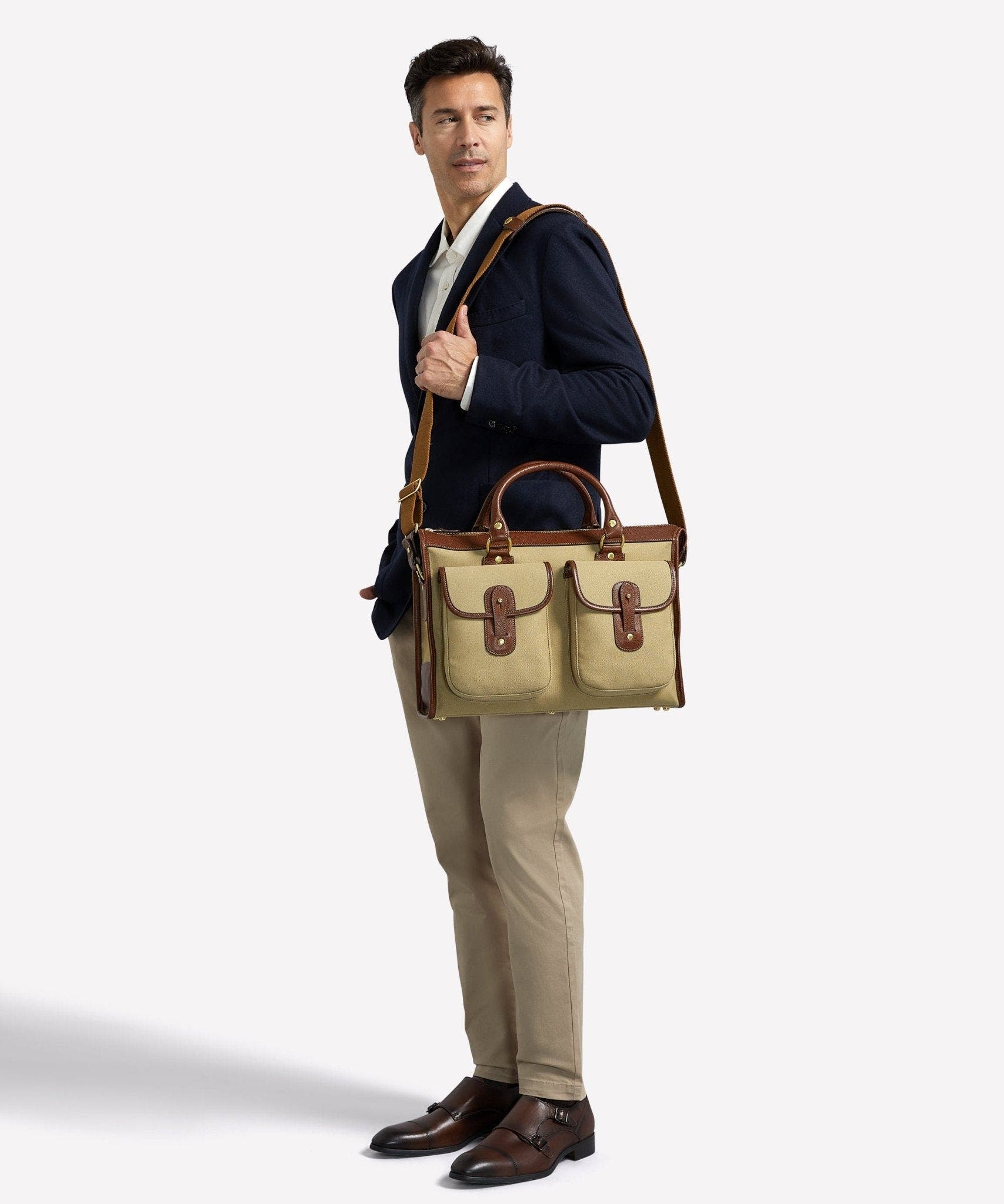 Examiner No. 5, Alternate, color, Khaki Twill / Vintage Chestnut