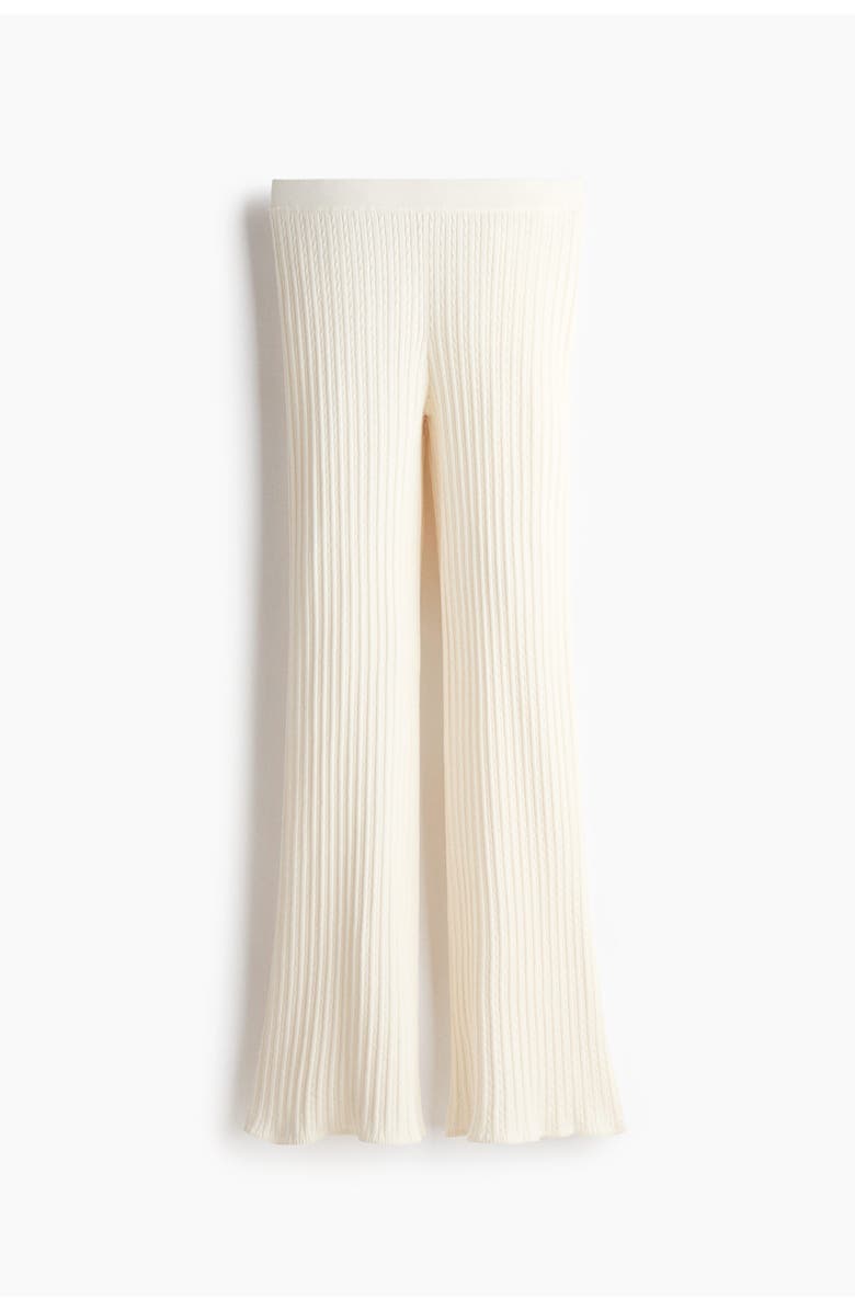 H&M Flared Cable-knit Trousers, Main, color, White