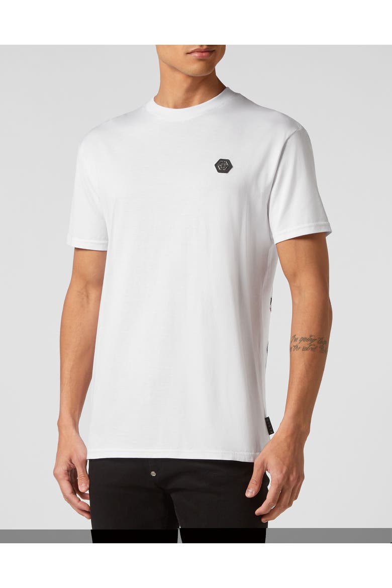 T-Shirt Round Neck Skull&Bones Men, Main, color, white