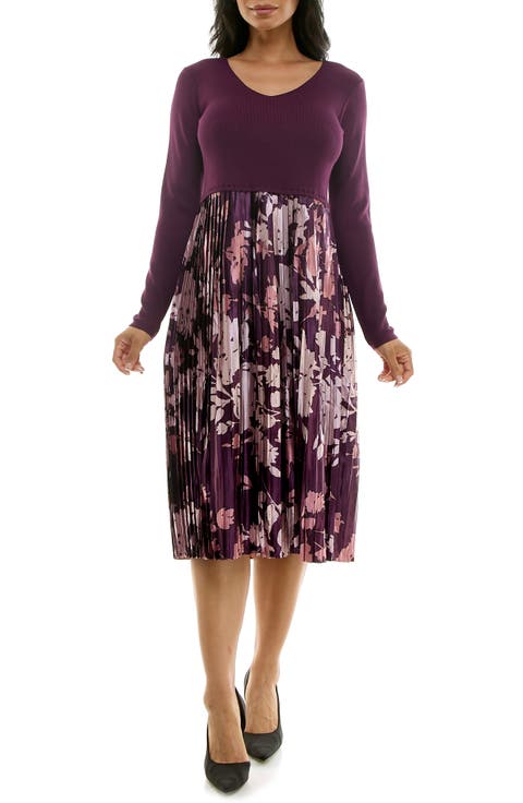 Long Sleeve Mixed Media Dress