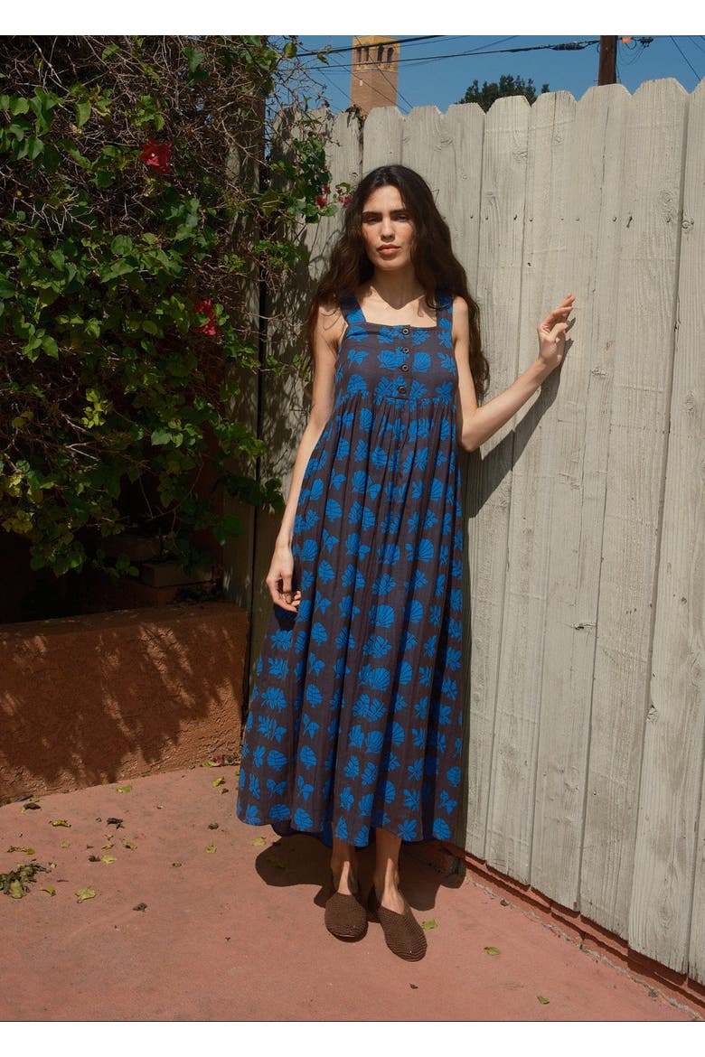 Gabby Button-up Ankle Length Dress, Alternate, color, Java