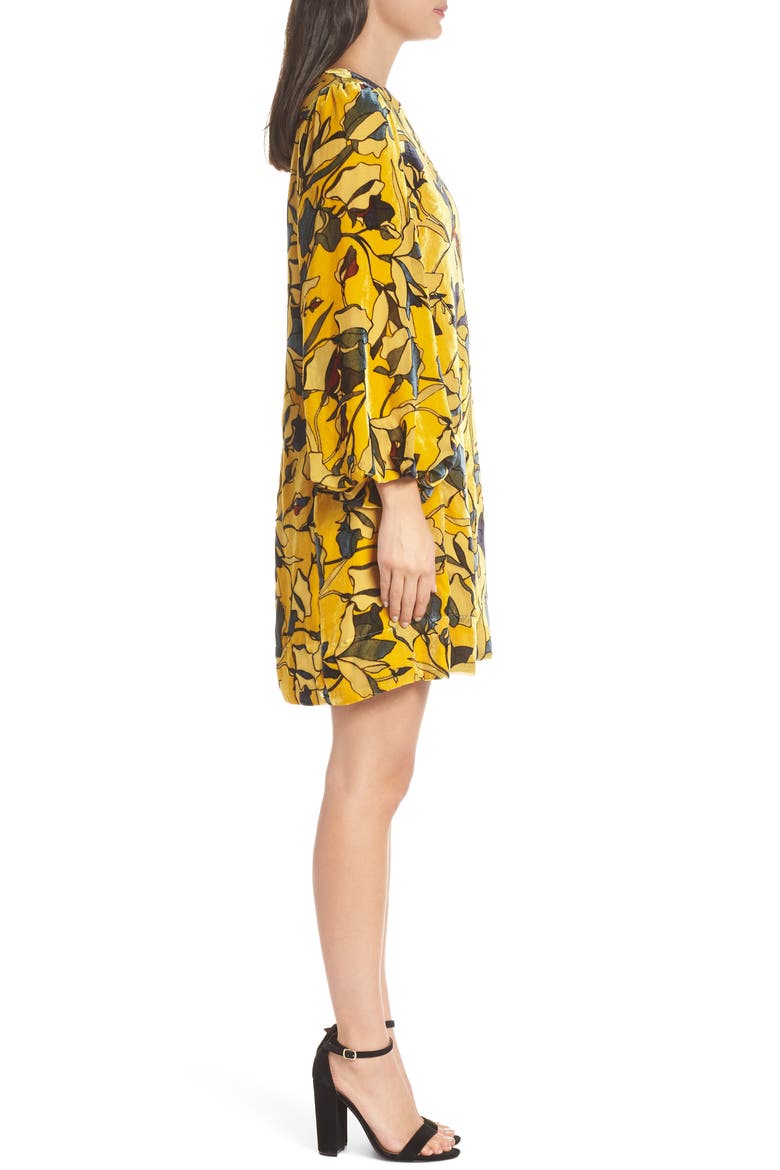 Aventine Velvet Tunic Dress, Alternate, color, CALLUNA YELLOW
