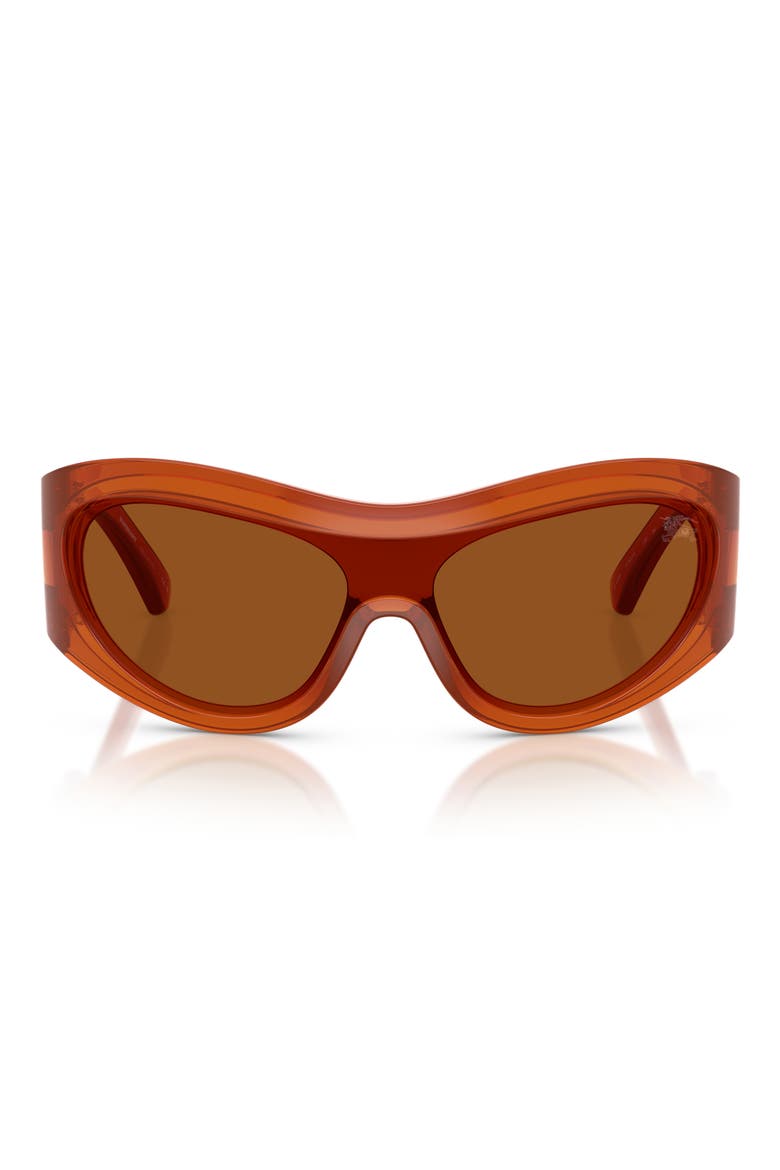 138mm Irregular Shield Sunglasses, Main, color, RUST/ DARK BROWN