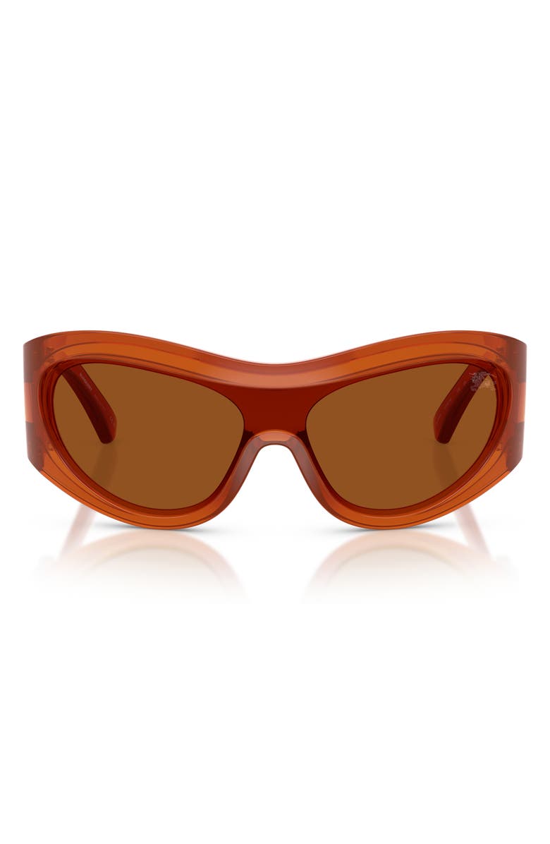 Burberry 138mm Irregular Shield Sunglasses, Main, color, Rust/ Dark Brown