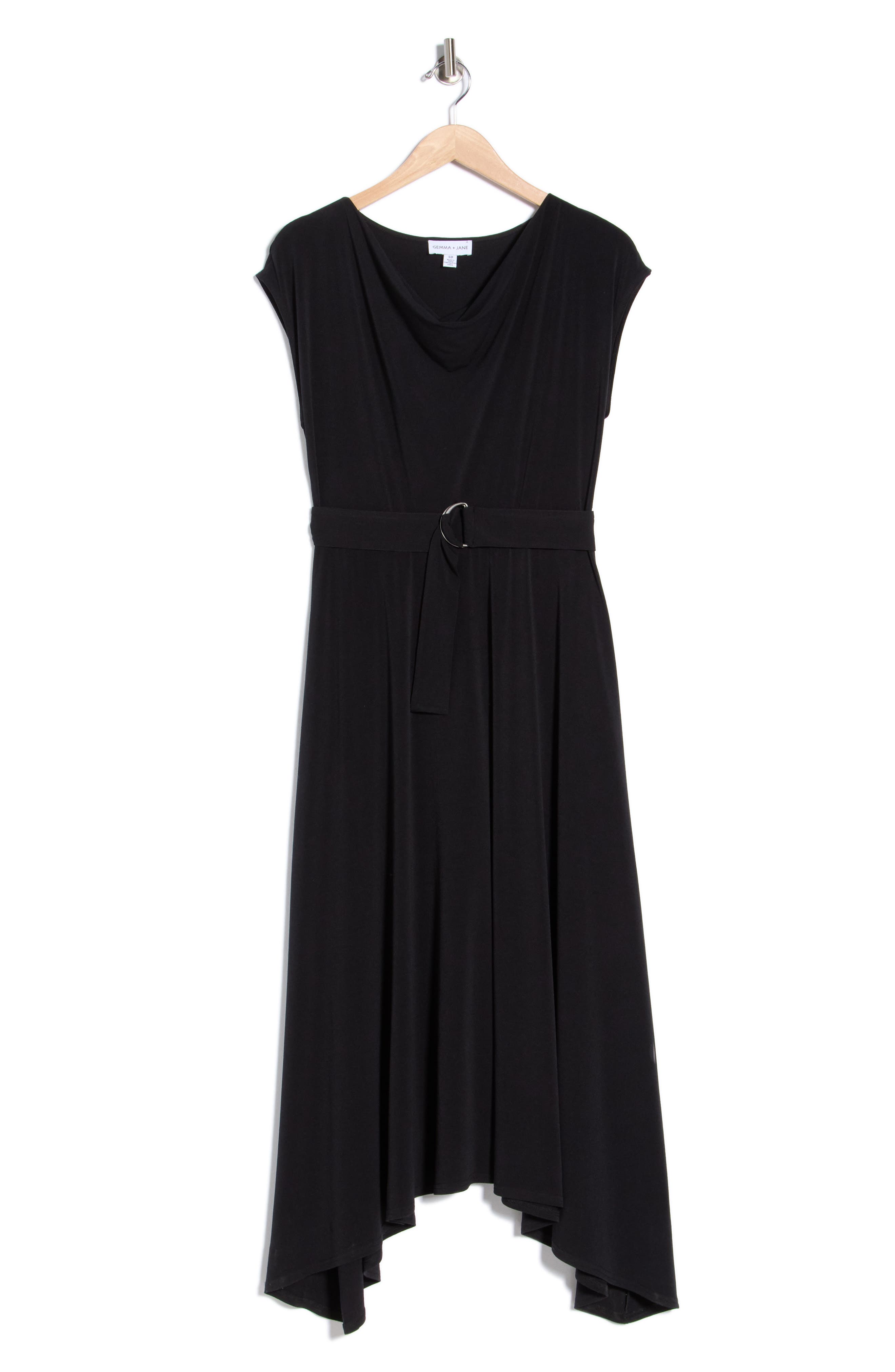 cowl neck handkerchief hem mini dress in black Gemma + Jane Belted (Women) back fastening women’s Silence + Noise Valentina Size:29W