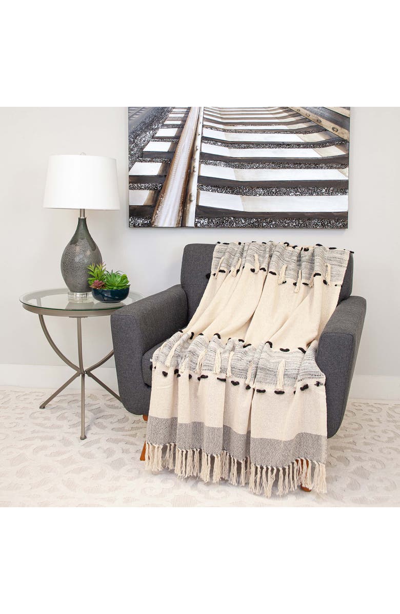 PARKLAND COLLECTION Inca Fringe Throw Blanket, Alternate, color, Gray