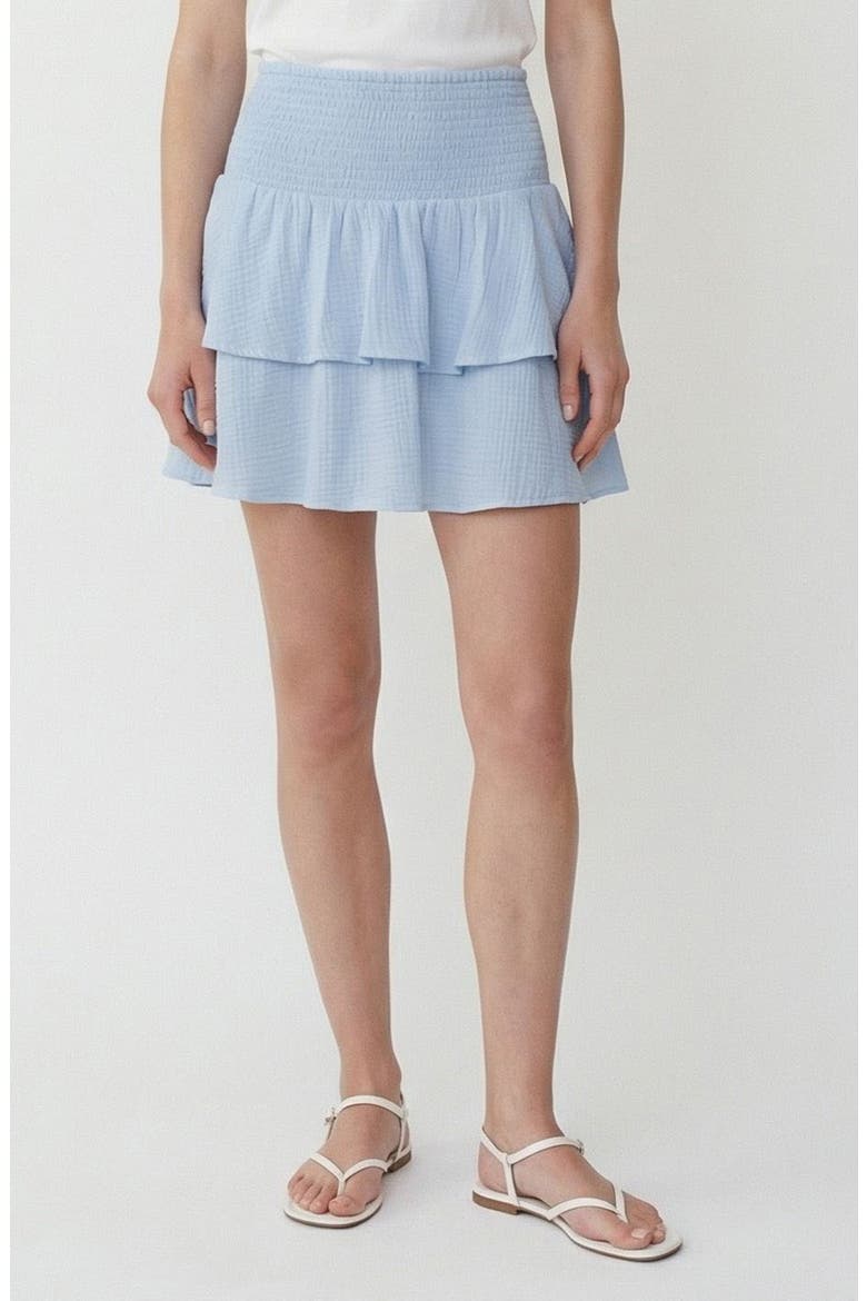 Natali Tiered Smocked Waist Miniskirt, Main, color, CASHMERE BLUE